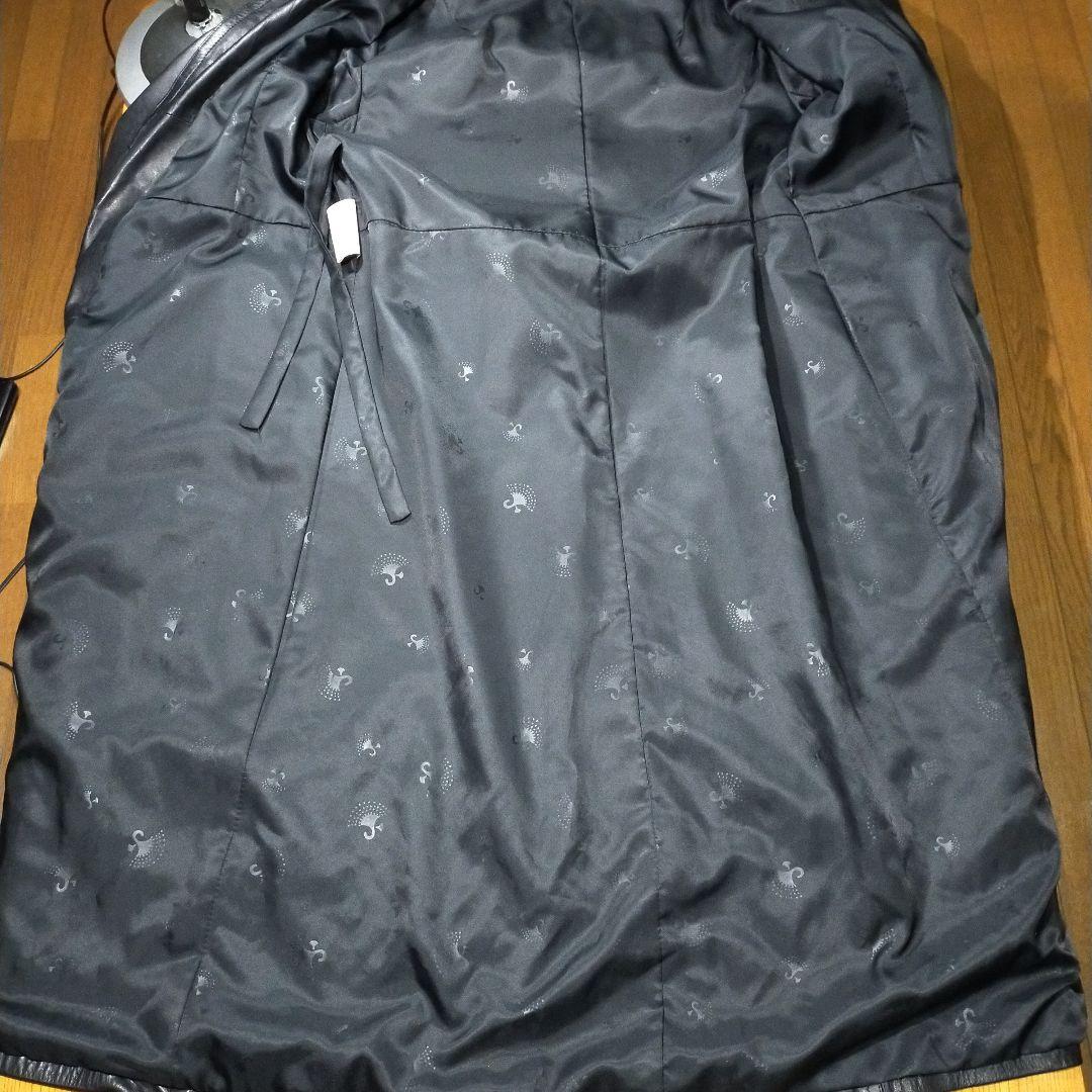 ブラック#軽量高級牛革#レディース#ロングコート#保護艶出し仕上げ済み