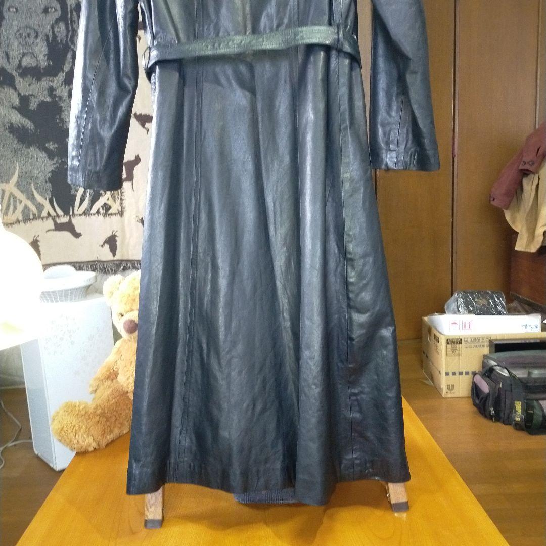 ブラック#軽量高級牛革#レディース#ロングコート#保護艶出し仕上げ済み