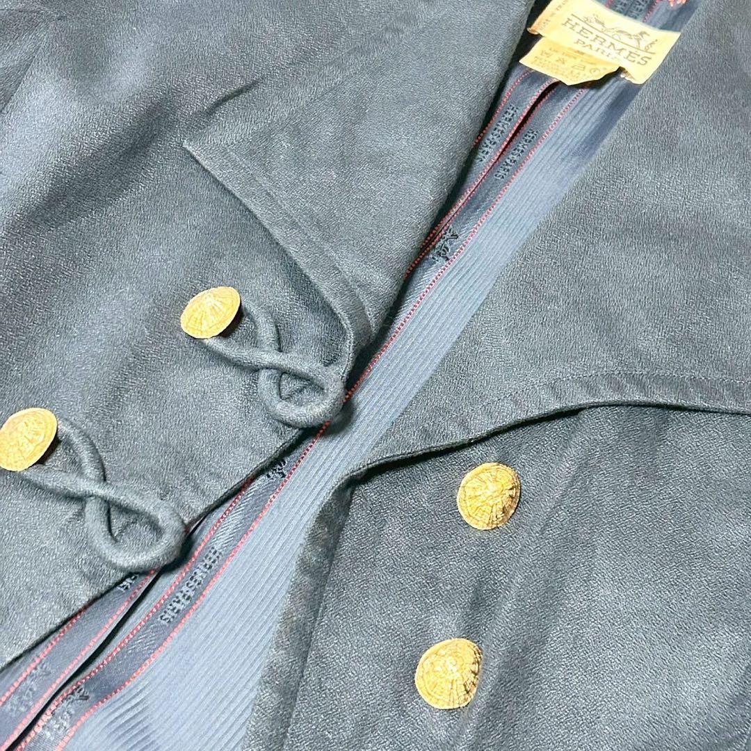★美品★エルメス　半袖ジャケット　リネン100% 金ボタン　ナポレオンジャケット