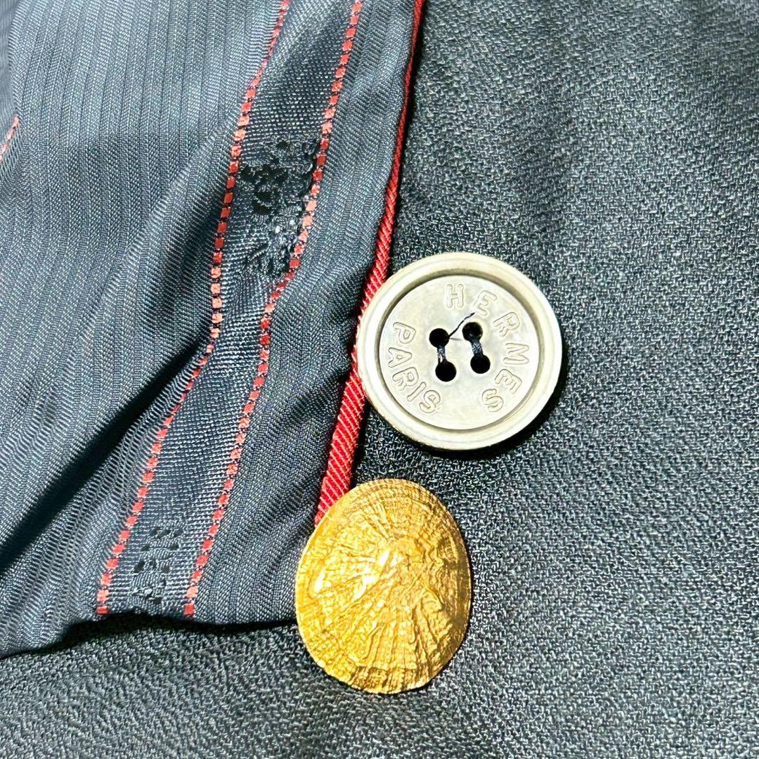 ★美品★エルメス　半袖ジャケット　リネン100% 金ボタン　ナポレオンジャケット