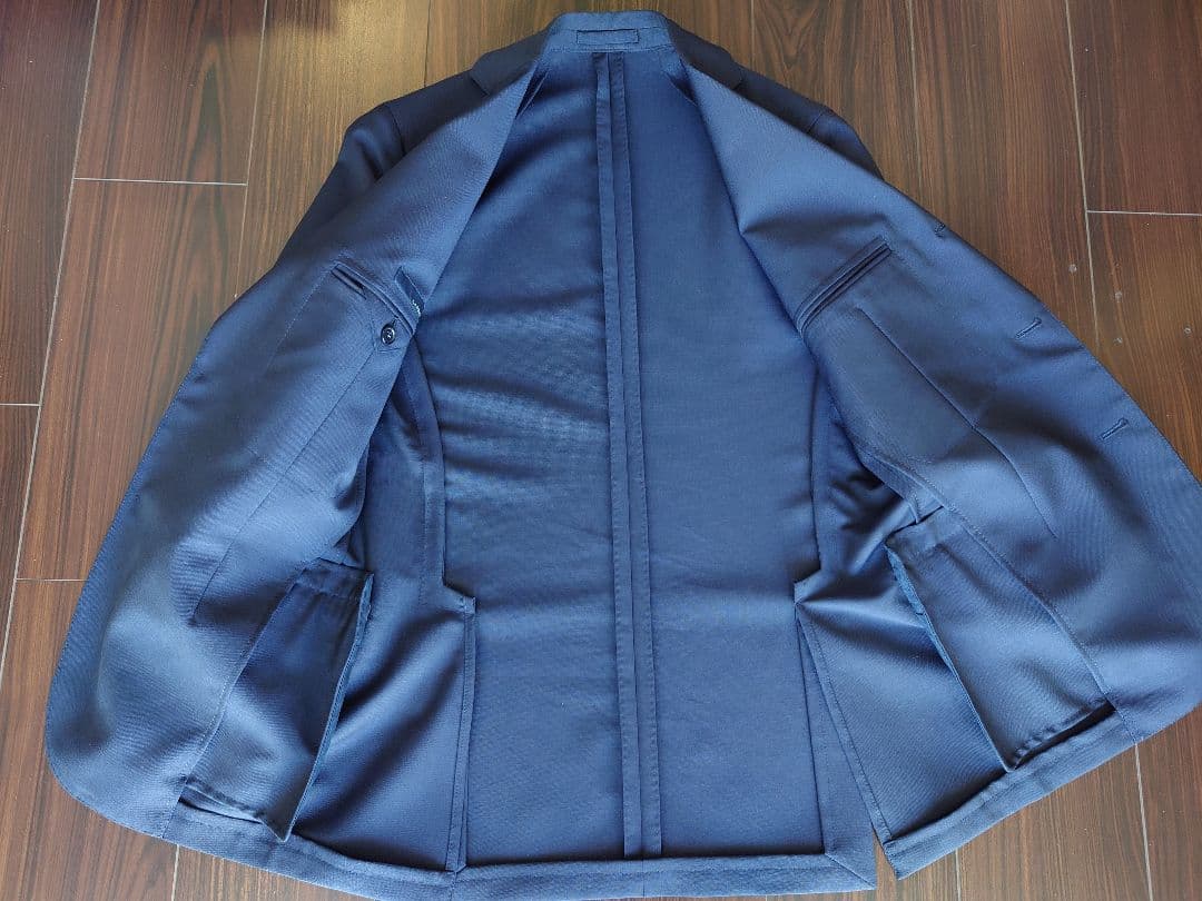 美品 LARDINI ネイビースーツ 46 モヘア混 ラルディーニ ベルベスト
