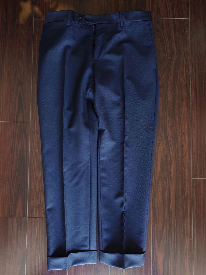 美品 LARDINI ネイビースーツ 46 モヘア混 ラルディーニ ベルベスト