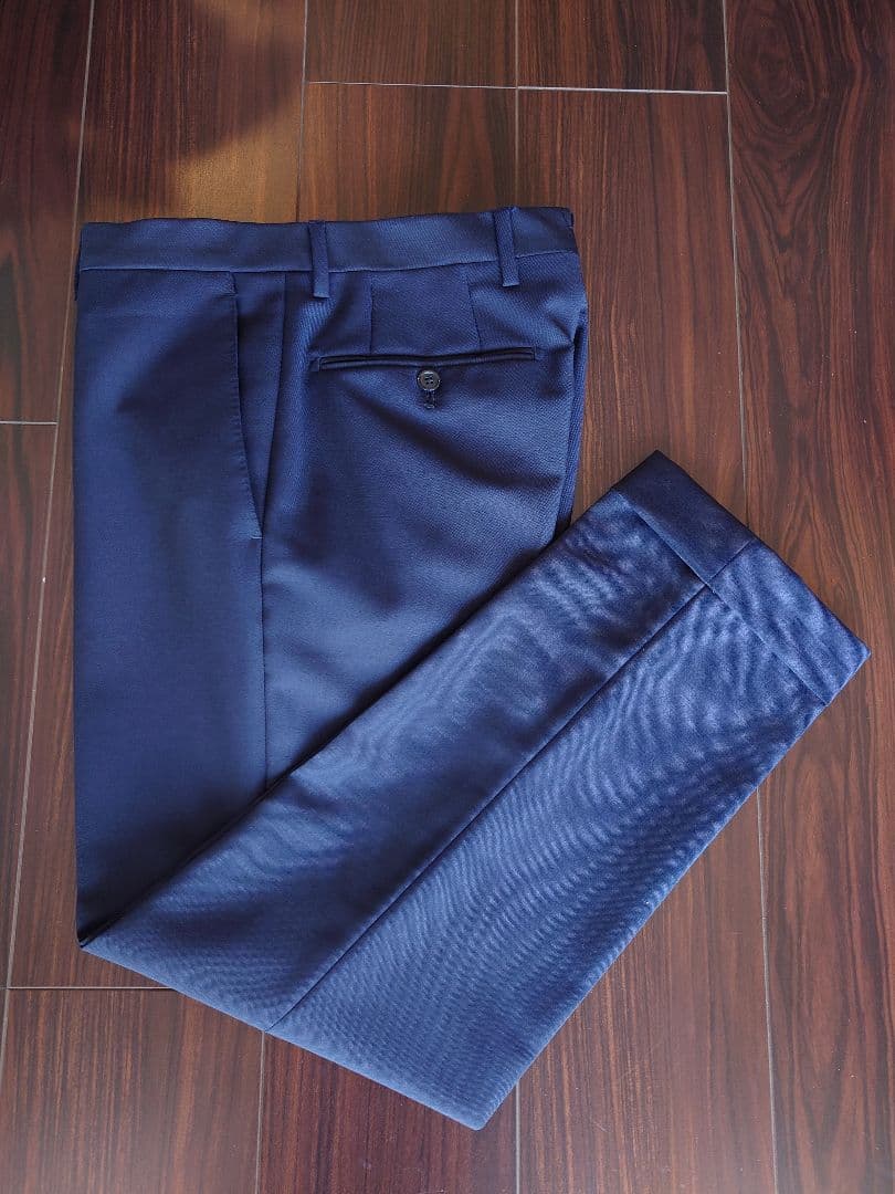 美品 LARDINI ネイビースーツ 46 モヘア混 ラルディーニ ベルベスト