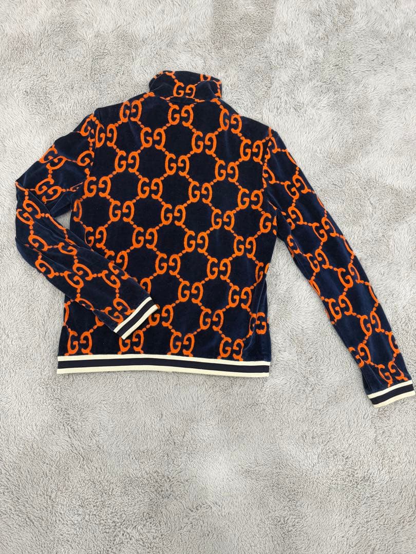 GUCCI シェニール　ベロアジャケット　トラックジャケット　ネイビー　オレンジ