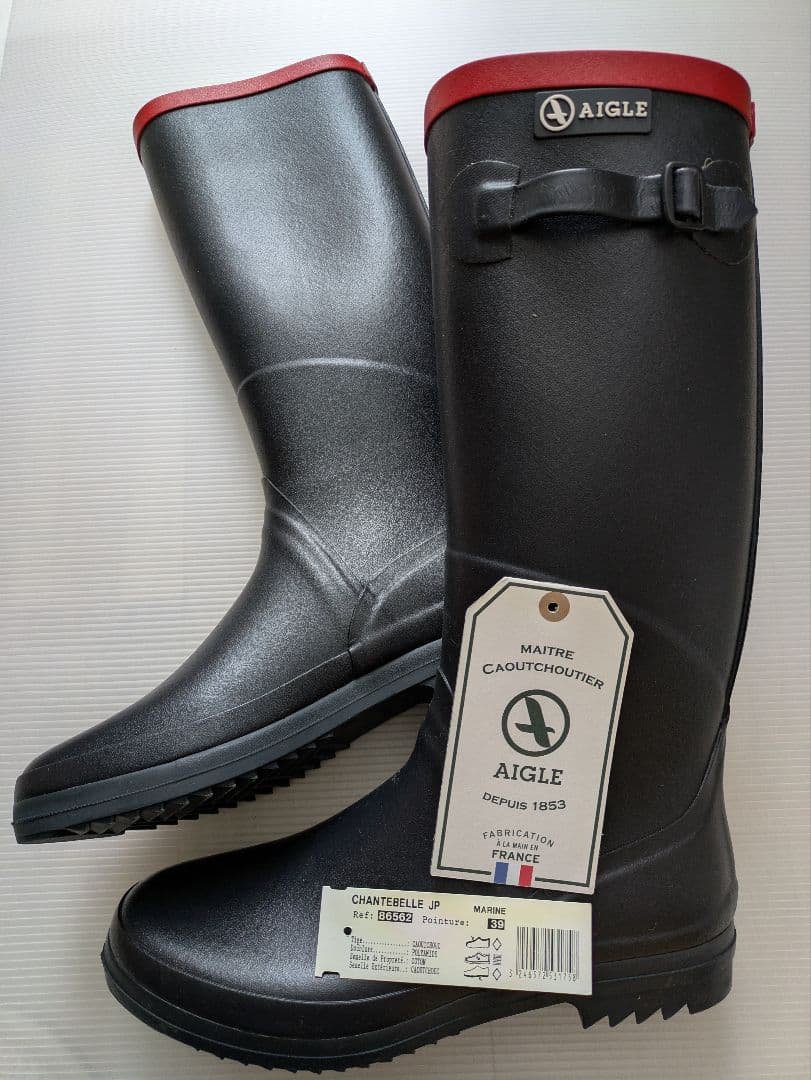 AIGLE シャンタベル　レインブーツ マリン　ネイビー×レッド　サイズ39