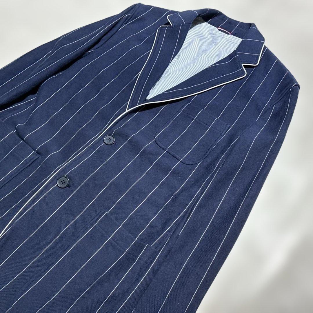 ストレッチ⭐️LACOSTE　テーラードジャケット　アンコン ネイビー　XL相当