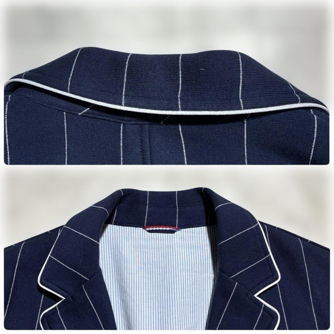 ストレッチ⭐️LACOSTE　テーラードジャケット　アンコン ネイビー　XL相当
