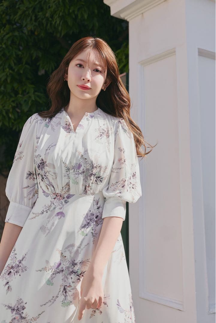 ワンピース French Bouquet Puff Sleeve Dress