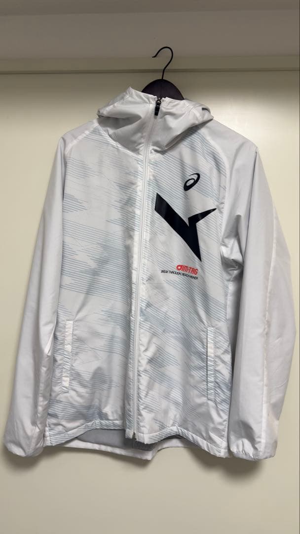 【美品】ASICS アシックス 上下セット XL ホワイト×ブラック ジャージ