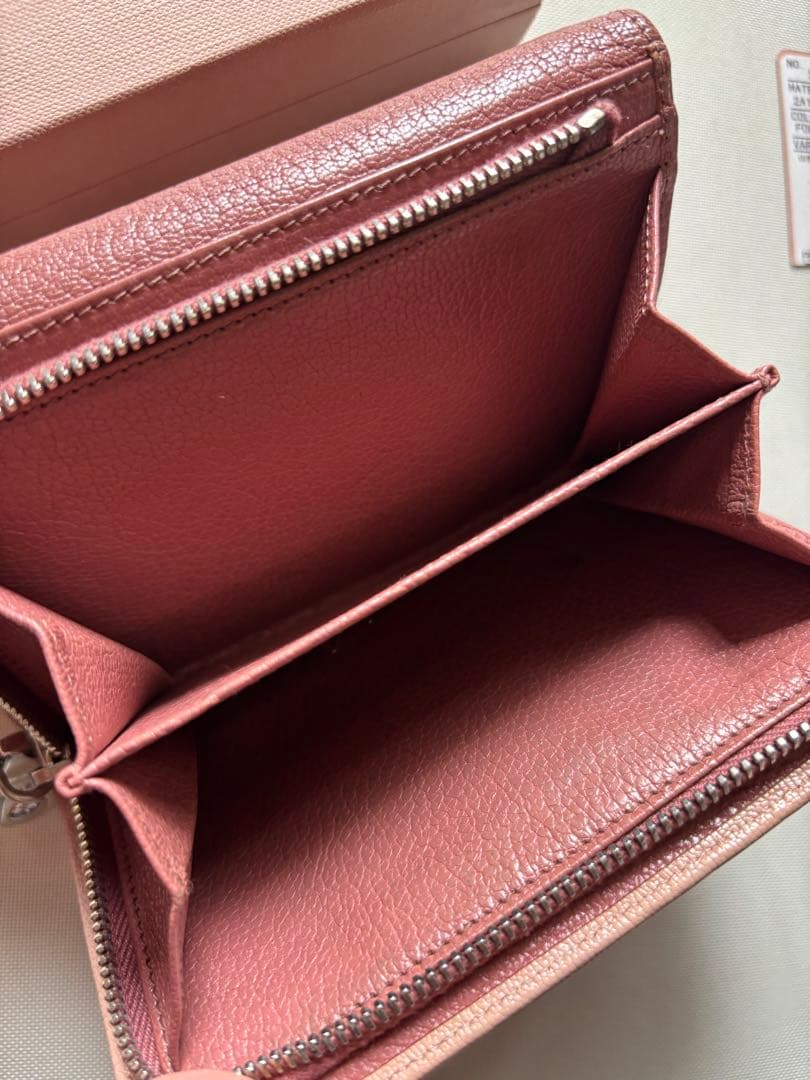 miu miu ピンク バイカラー　三つ折り財布