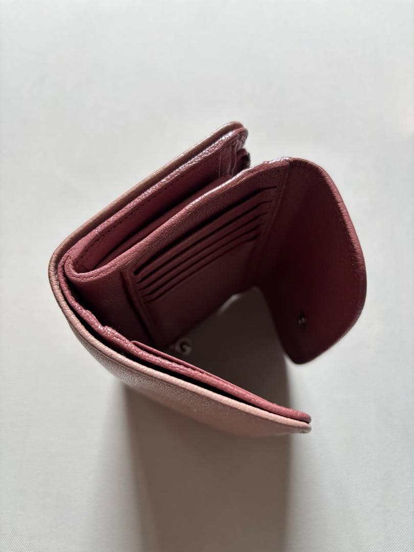 miu miu ピンク バイカラー　三つ折り財布