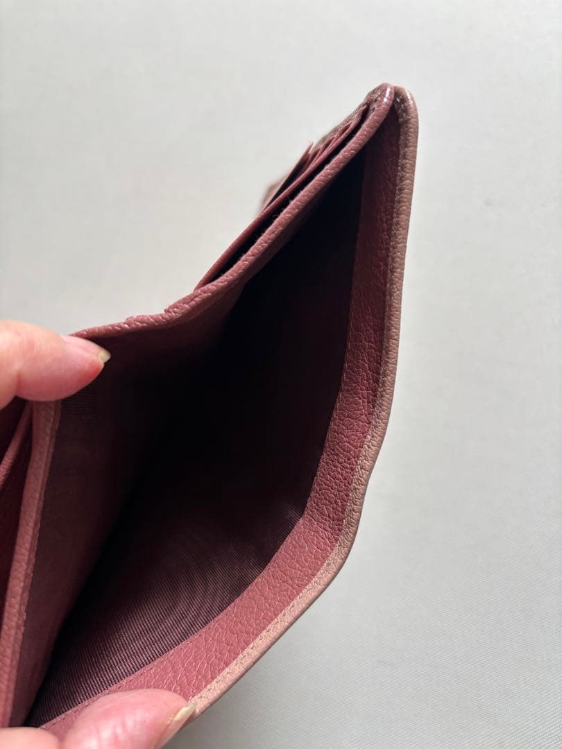 miu miu ピンク バイカラー　三つ折り財布