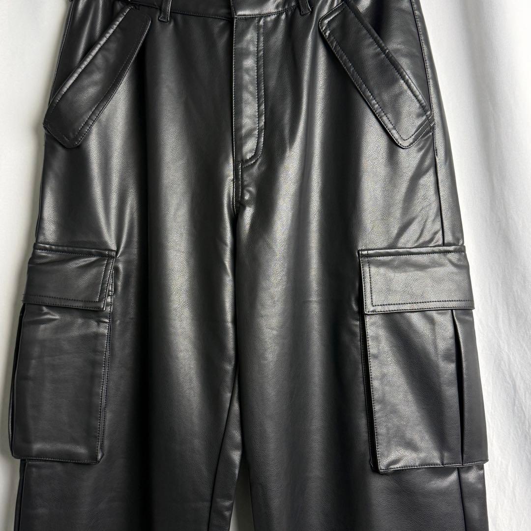 00s ポリウレタン ラバー カーゴ パンツ W28×L33 ブラック 黒