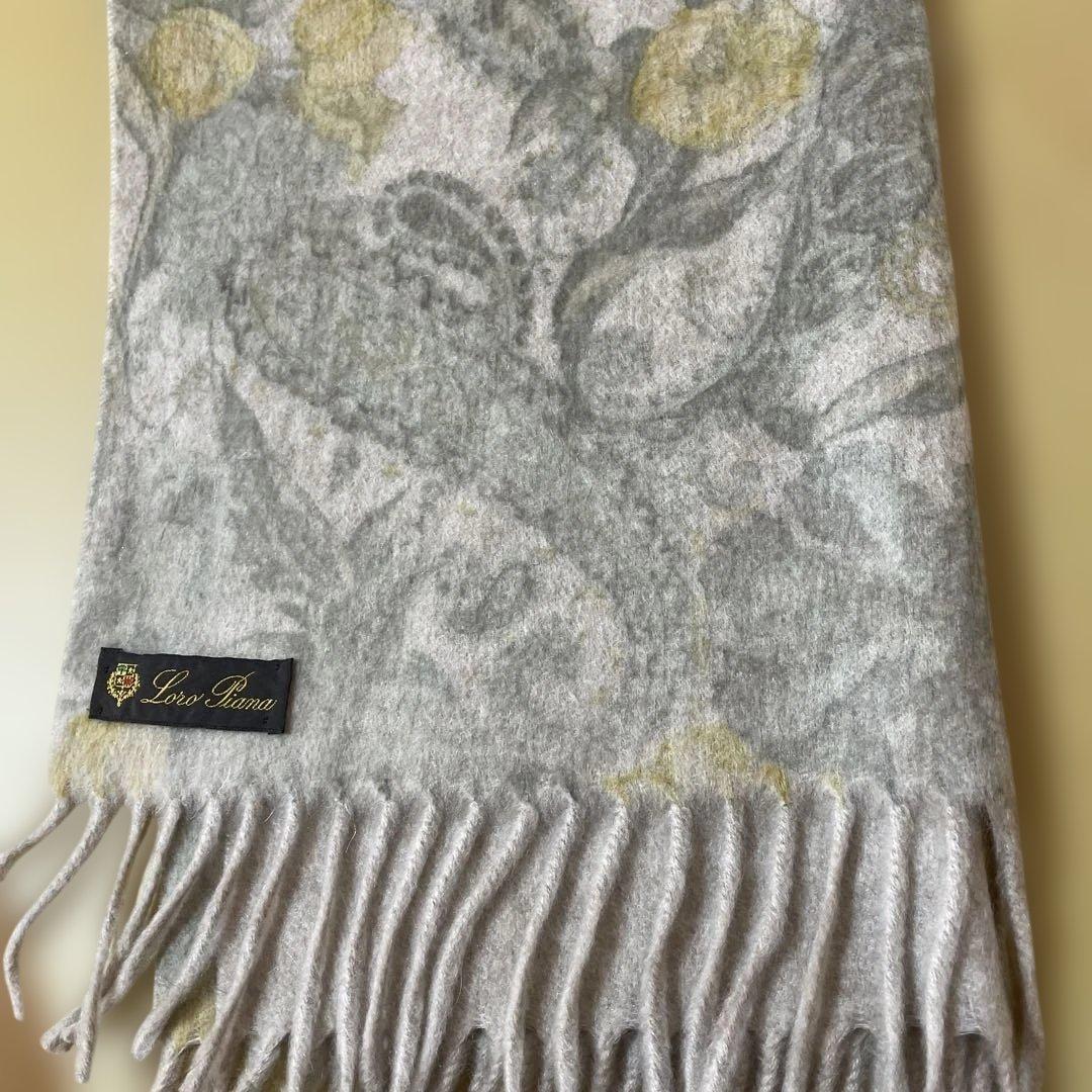 希少　Loro Piana 花柄リバーシブル カシミヤ100マフラー