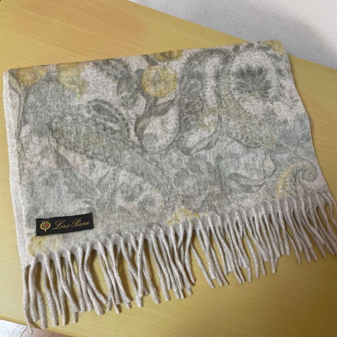 希少　Loro Piana 花柄リバーシブル カシミヤ100マフラー