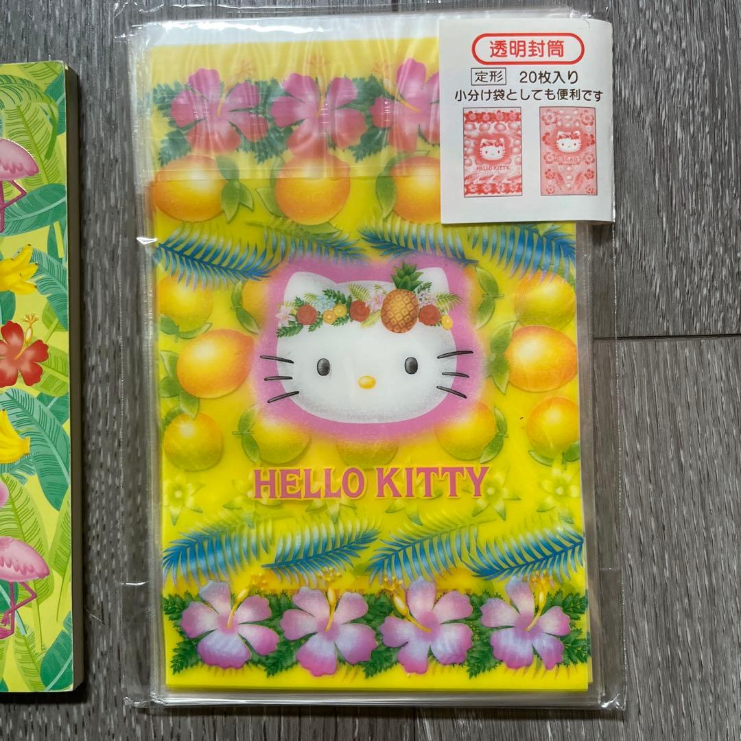 ハローキティ　トロピカルハイビスカス　ミニノート　透明封筒　2001