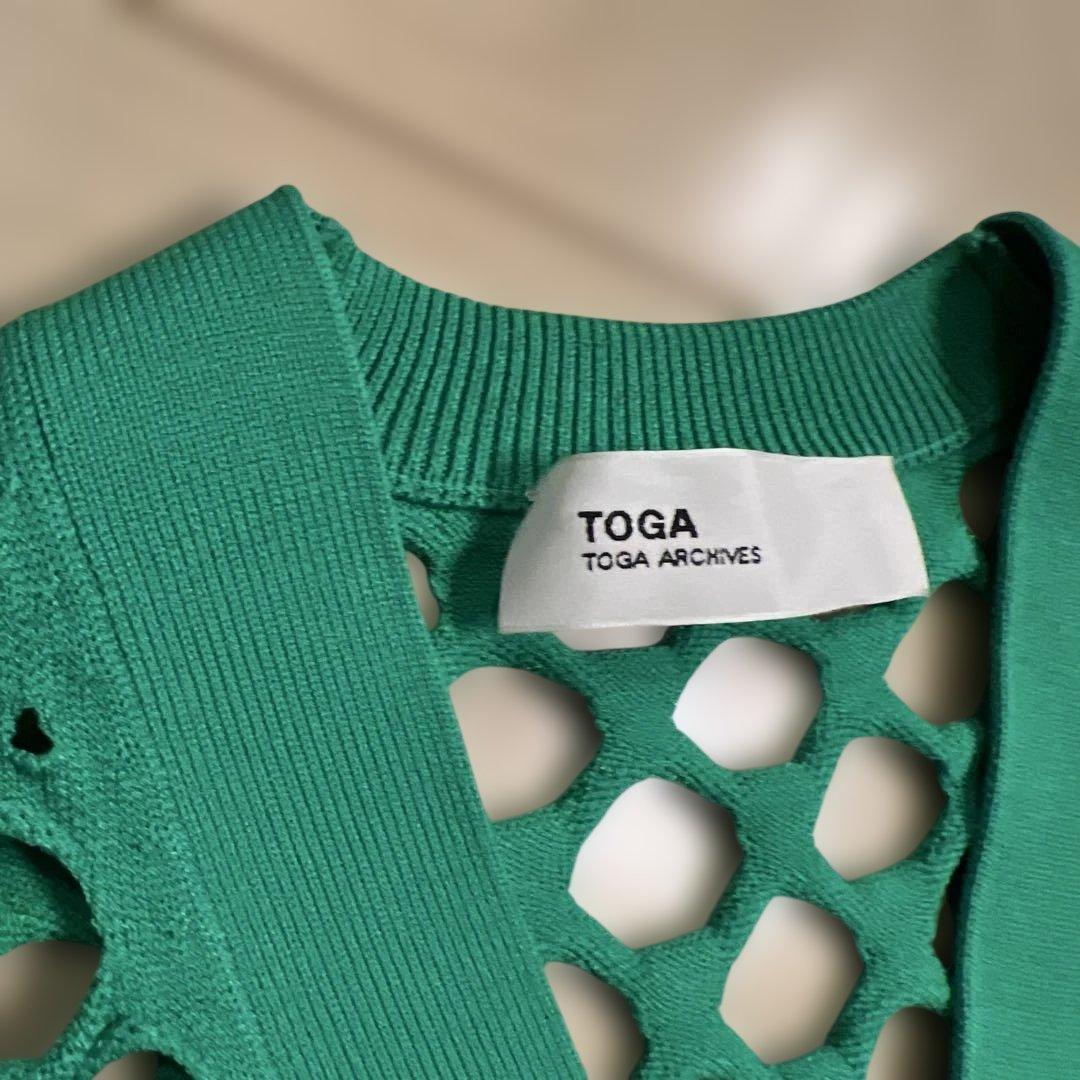 TOGA メッシュ編みカーディガン グリーン