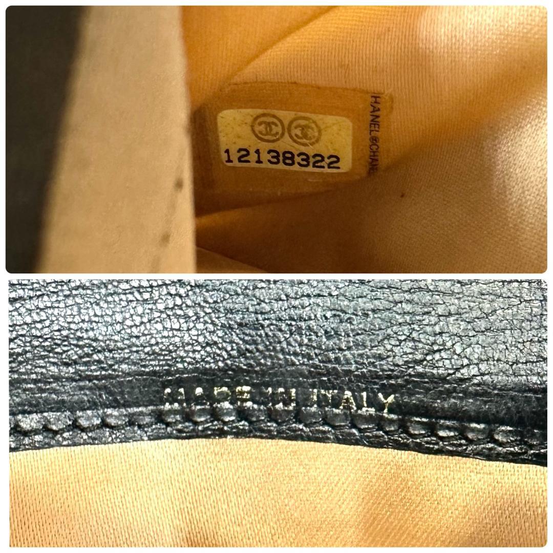 CHANEL シャネル カメリア ココマーク ラムスキン 三つ折り長財布 黒