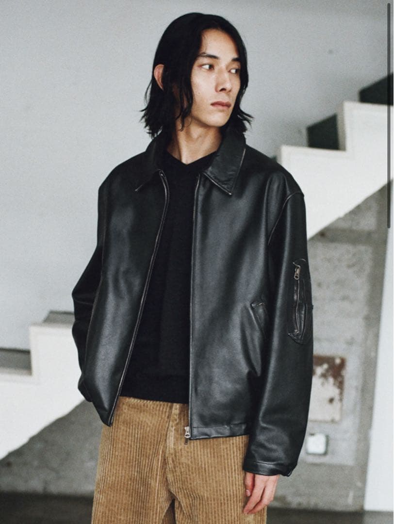 French Pilot Leather Jacket レザー ジャケット M