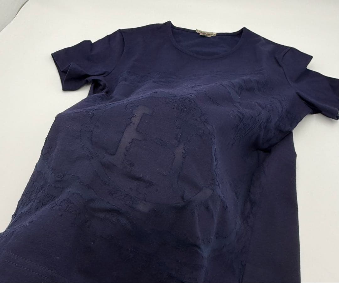 HERMES エルメス Tシャツ ネイビー Hロゴ シースルー 36