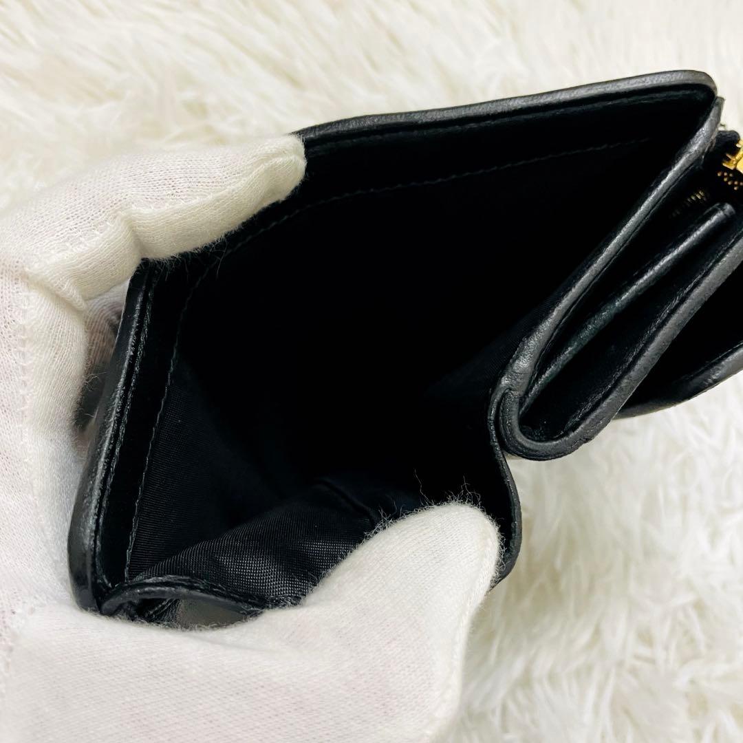 極美✨ミュウミュウ 三つ折り財布 キルティング マトラッセ レザー ブラック