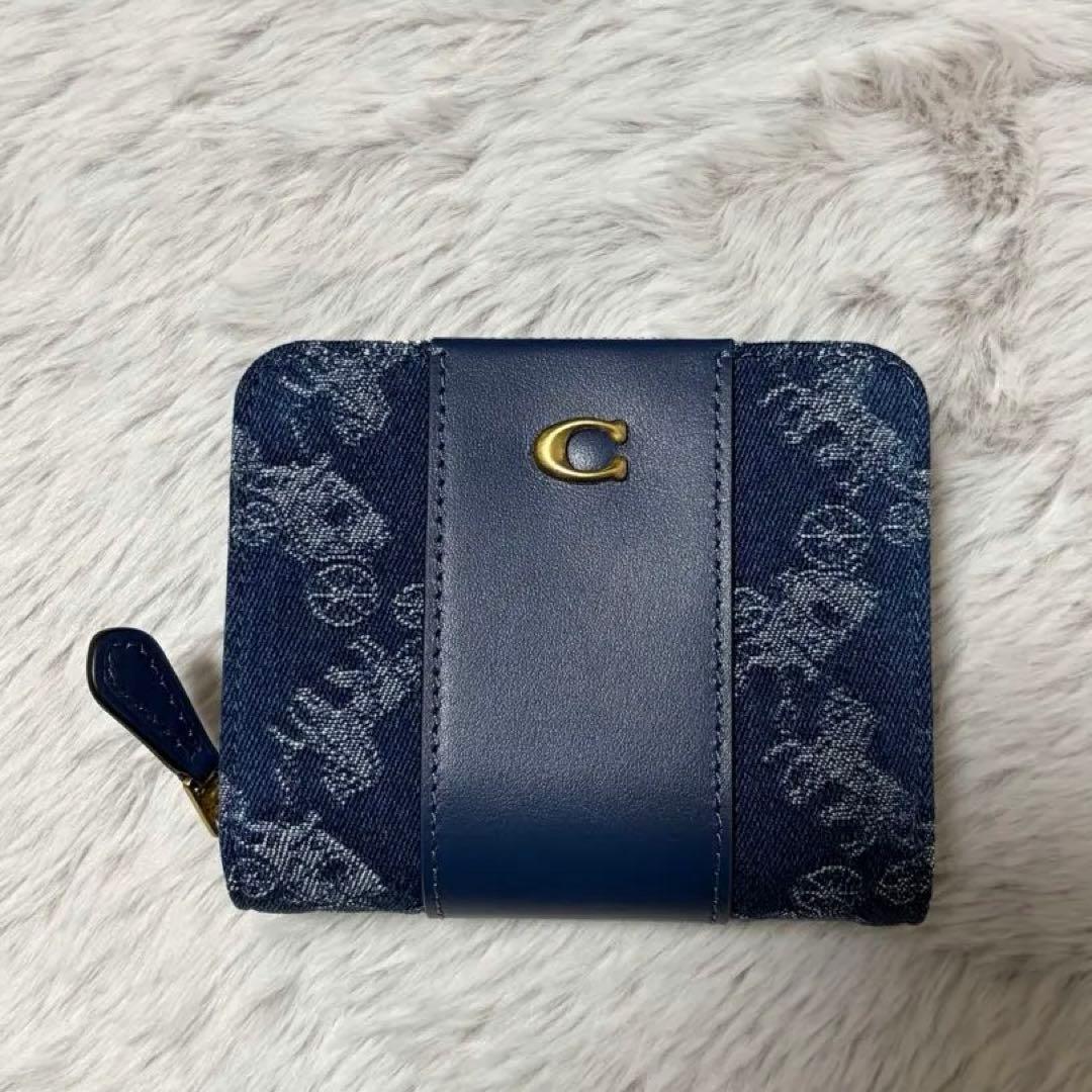 COACH 二つ折り財布 ネイビー　デニム[値下げ中]
