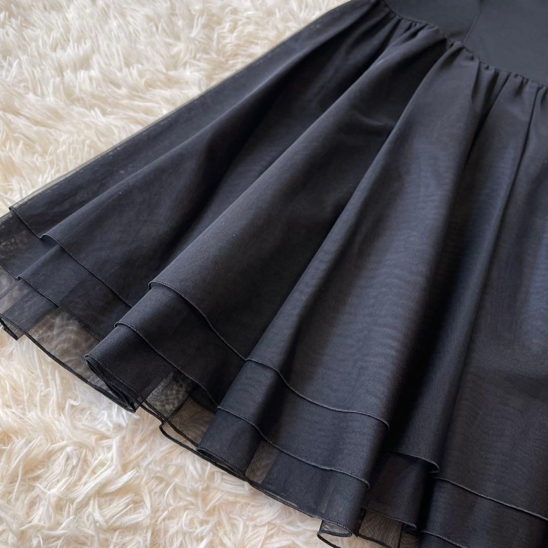 美品 M'S GRACY チュール 切り替え ワンピース ブラック 40