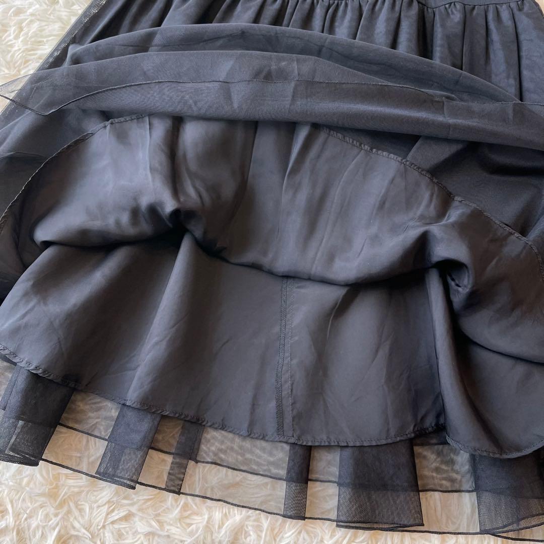 美品 M'S GRACY チュール 切り替え ワンピース ブラック 40