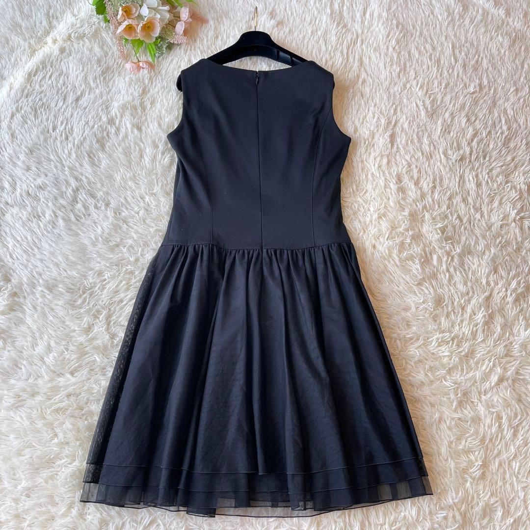 美品 M'S GRACY チュール 切り替え ワンピース ブラック 40
