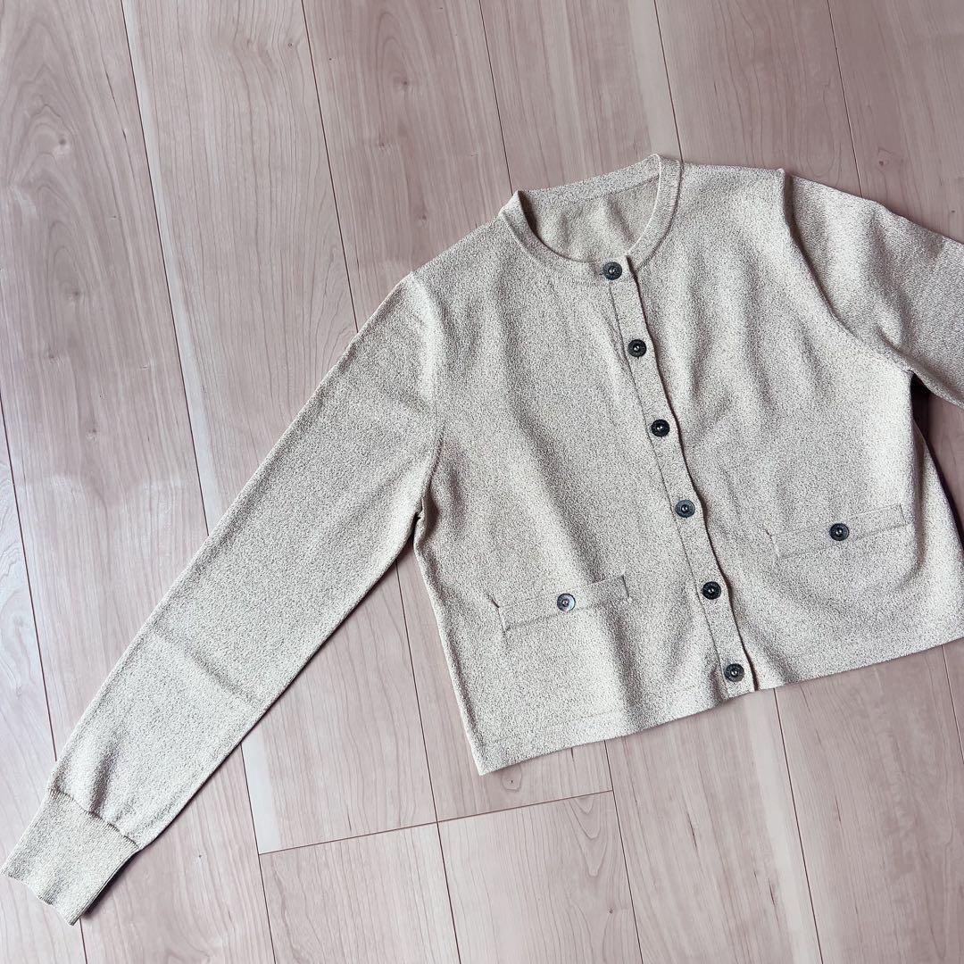 未使用級＊anuans【24AW】ベーシッククルーネックカーディガン GOLD