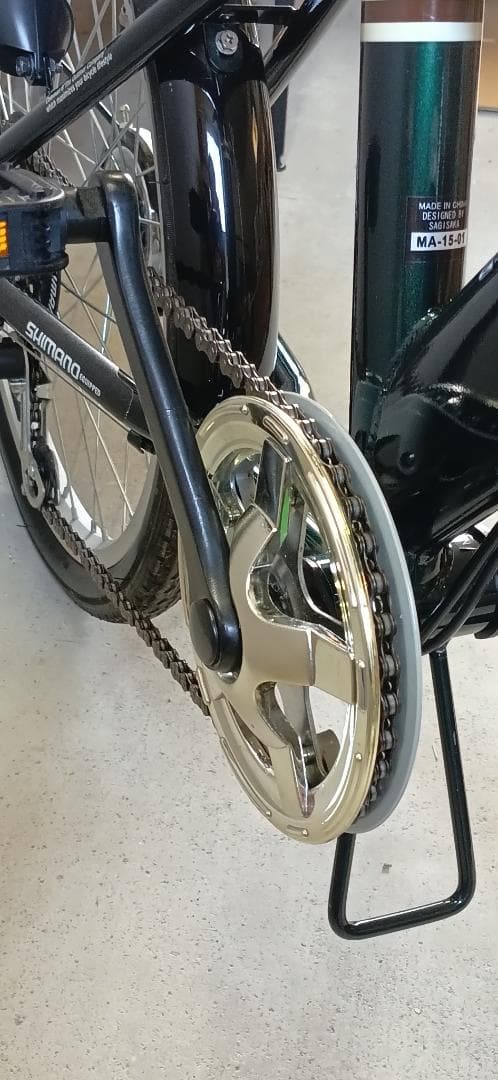 折りたたみ自転車 ダークグリーン 茶色サドル