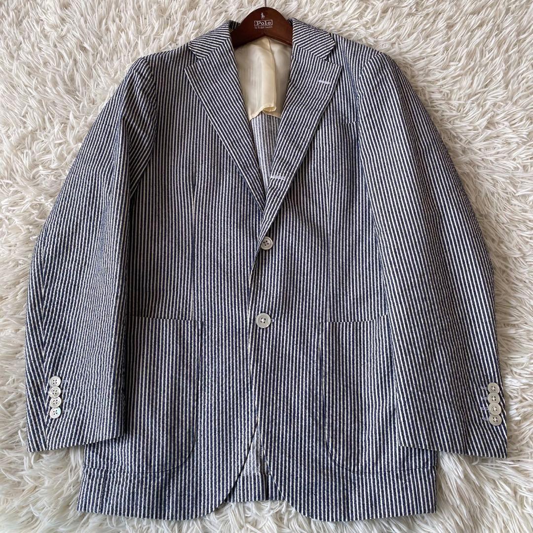 【美品✨】BEAMS F シアサッカー テーラードジャケット ストライプ 48