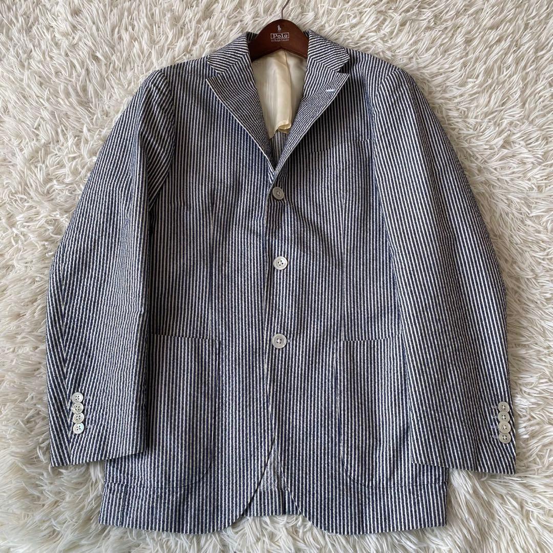 【美品✨】BEAMS F シアサッカー テーラードジャケット ストライプ 48