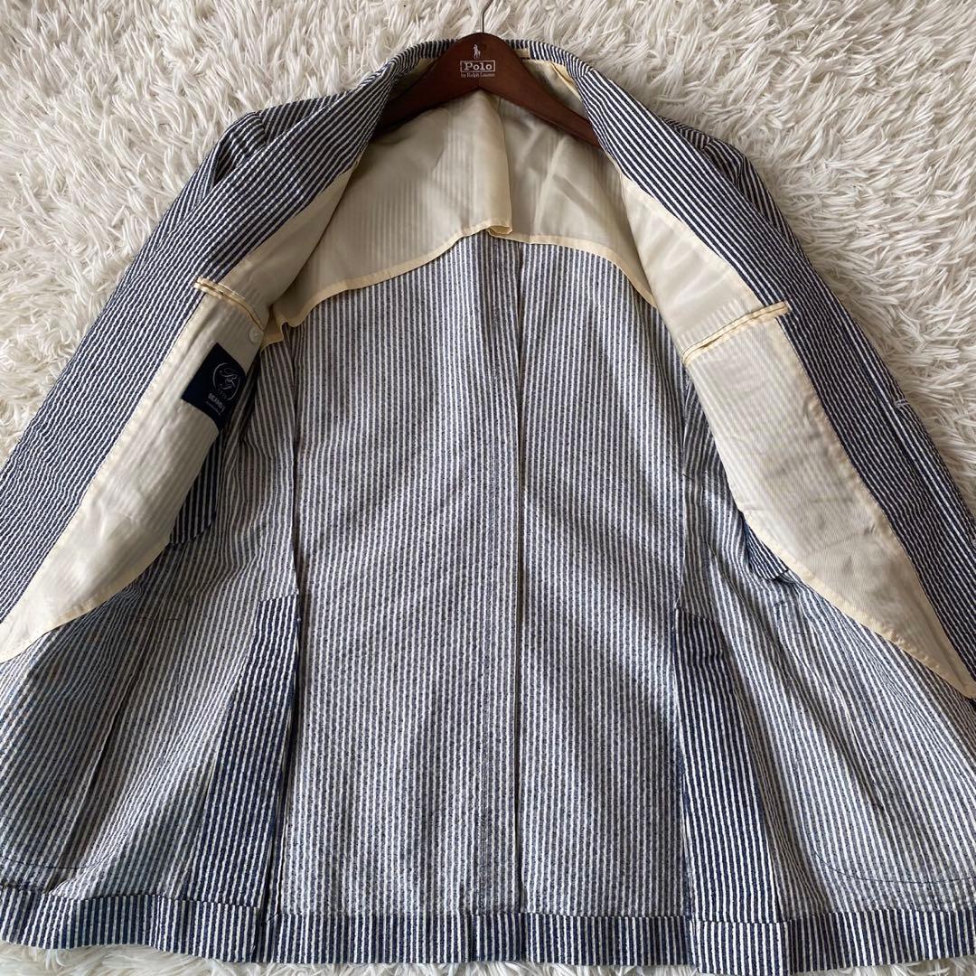 【美品✨】BEAMS F シアサッカー テーラードジャケット ストライプ 48