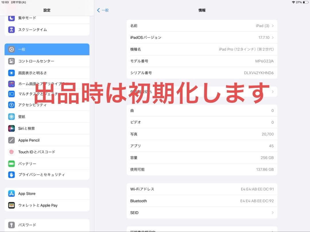 iPad Pro (12.9-Inch) 第2世代 256GB スペースグレイ