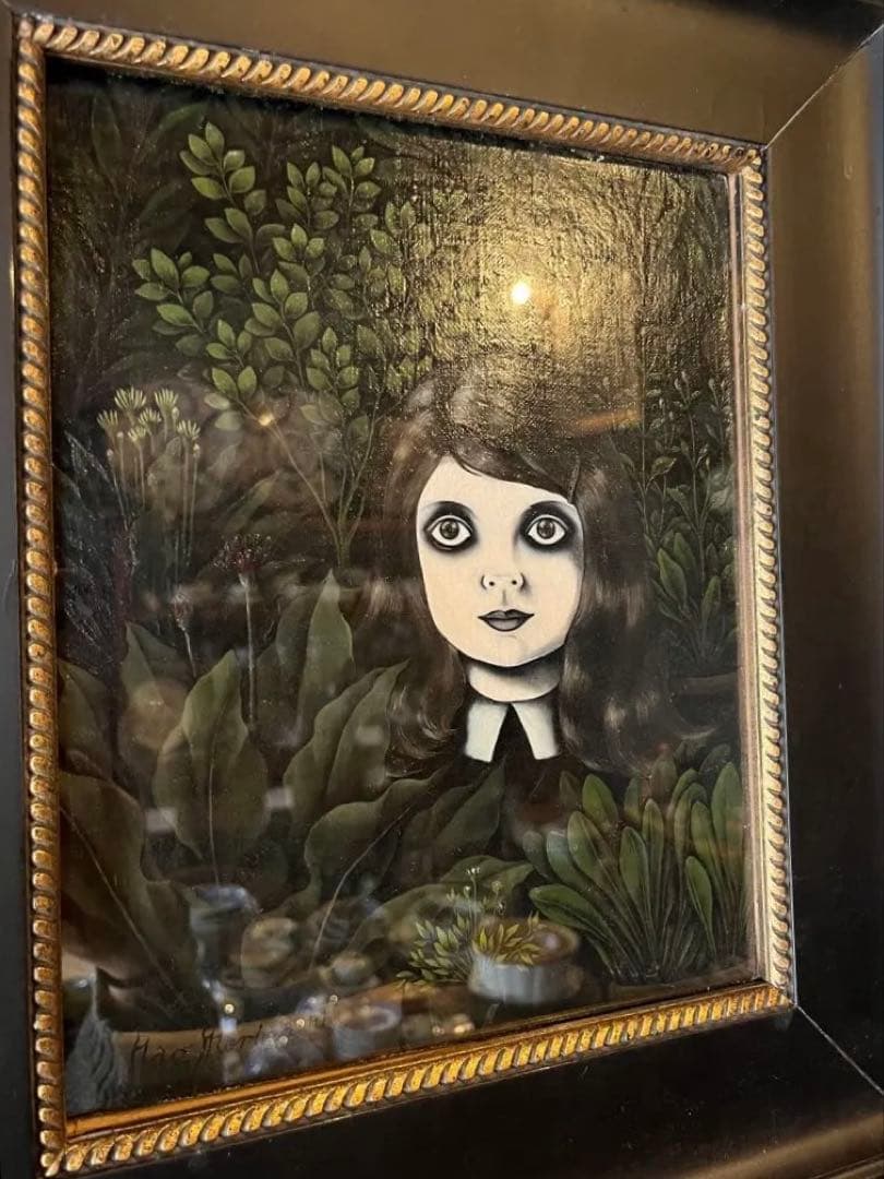 アート 絵画 森町長子 作品1鉢植と少女