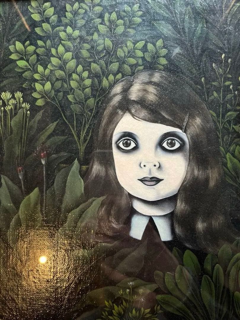 アート 絵画 森町長子 作品1鉢植と少女