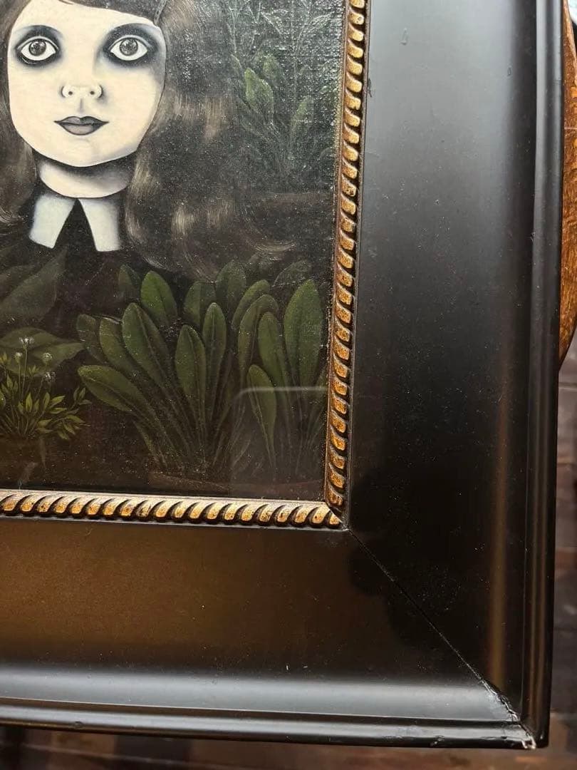 アート 絵画 森町長子 作品1鉢植と少女