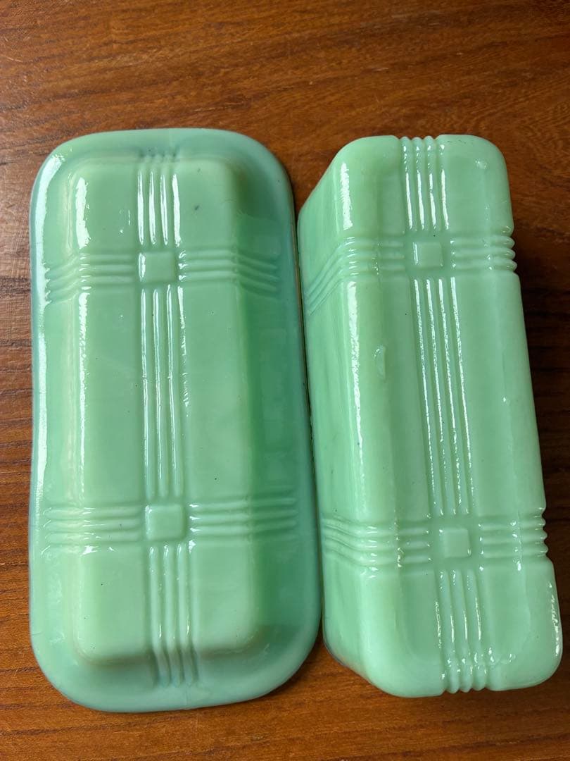 アンティーク　バター　ケース　ディッシュ　ディプレッション　グラス　ジェダイ美品