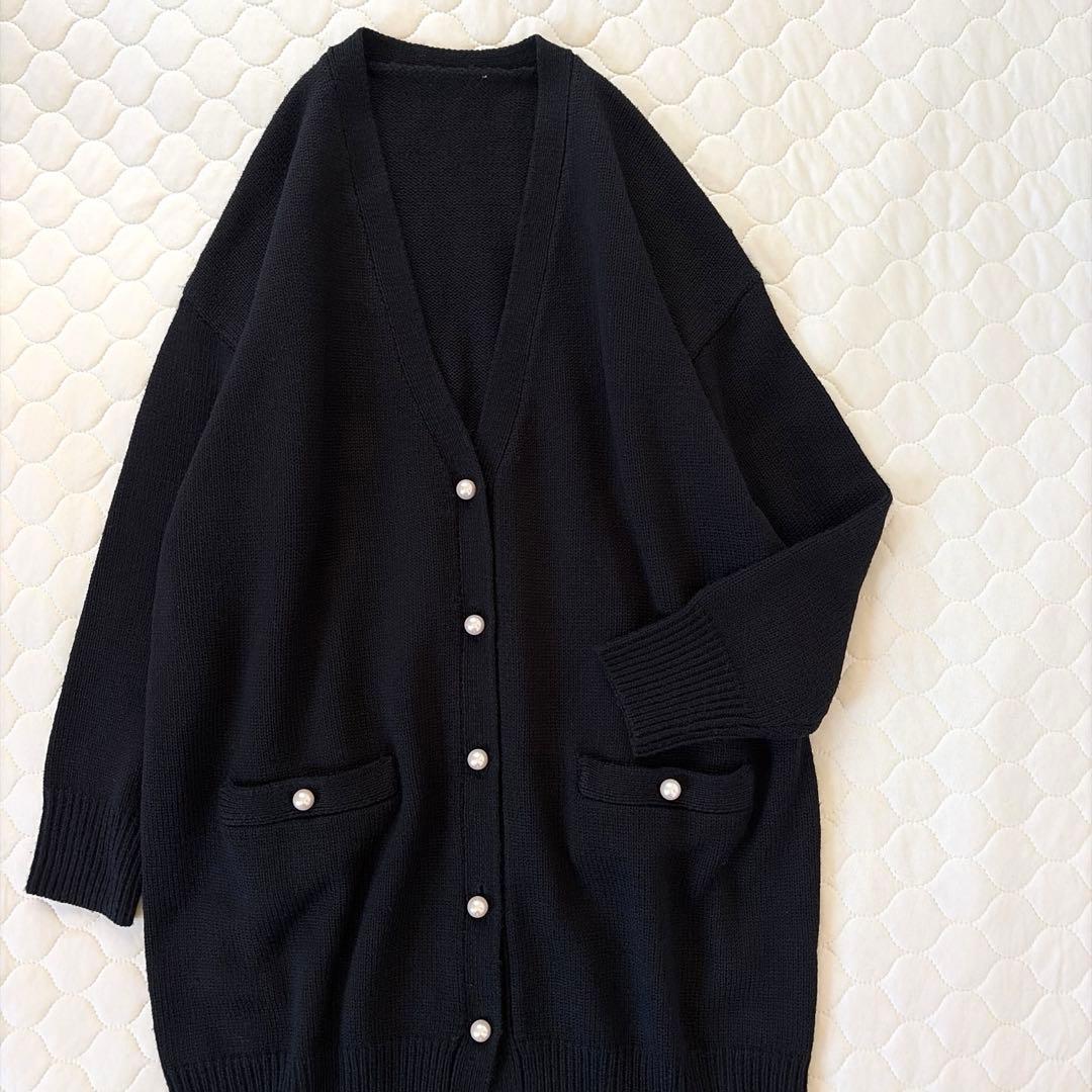 定価2.5万✴︎BEARDSLEY パール釦ロングカーディガン　ブラック