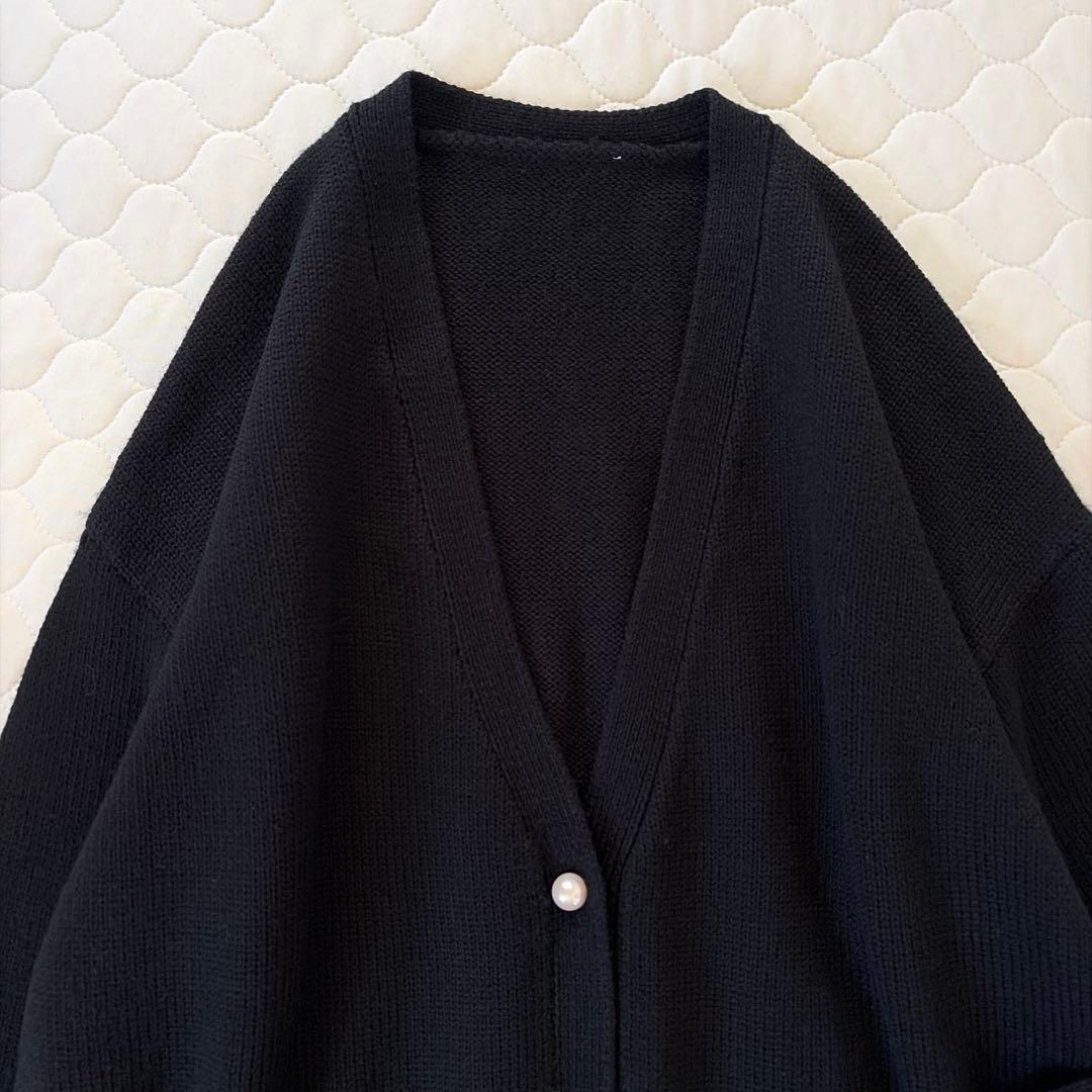 定価2.5万✴︎BEARDSLEY パール釦ロングカーディガン　ブラック