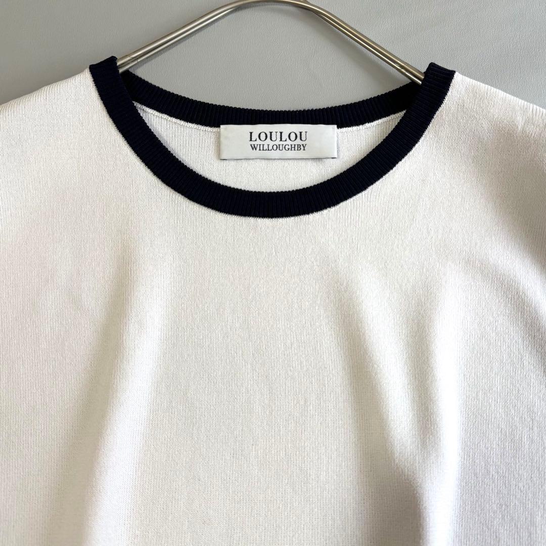LOULOU WILLOUGHBY バイカラーカーディガン アンサンブル 白