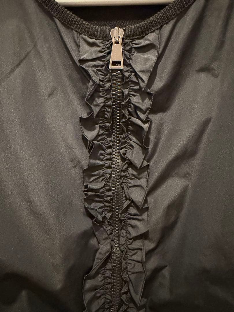 MONCLER フリル 切り替え カーディガン ロゴ ワッペン ブラック M