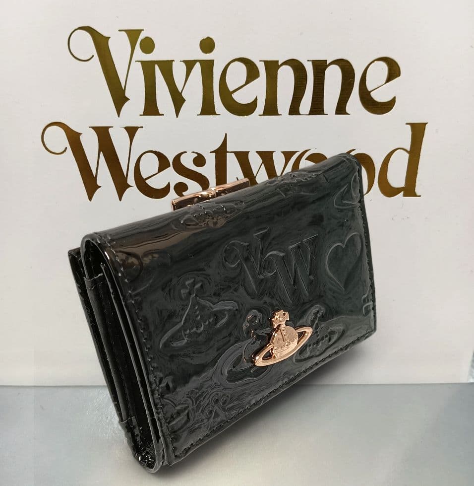 【新品】Vivienne Westwood 3つ折り財布 エナメル 黒 正規品