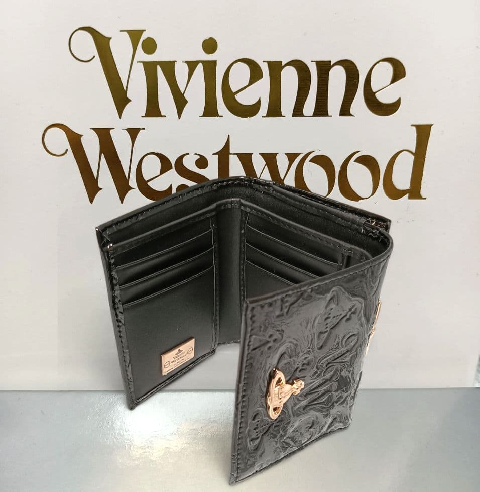 【新品】Vivienne Westwood 3つ折り財布 エナメル 黒 正規品