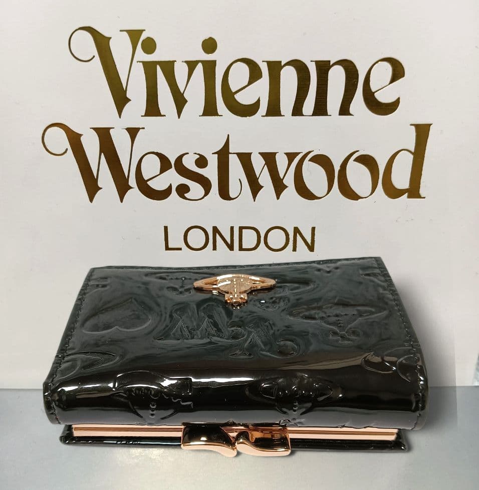 【新品】Vivienne Westwood 3つ折り財布 エナメル 黒 正規品