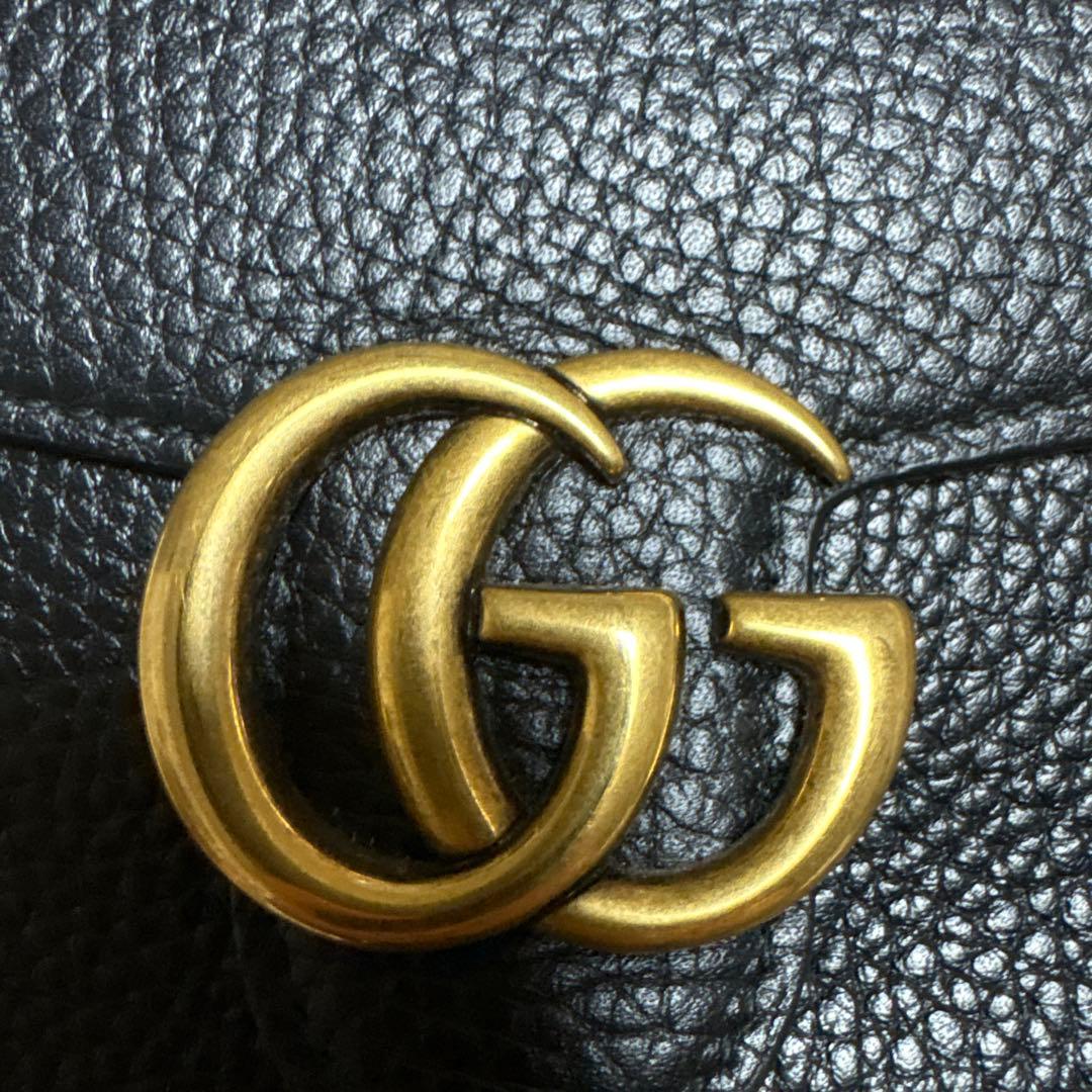 Gucci 黒 レザー 二つ折り財布 GGロゴ★Loa★