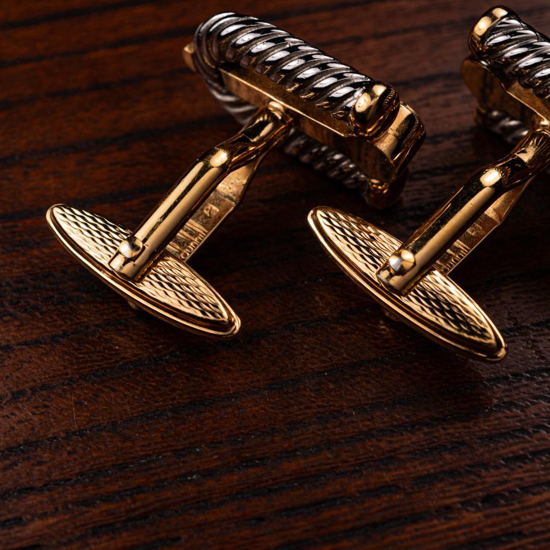 【英国王室御用達】Dunhill 英国製 ロープ柄カフスボタン ダンヒル