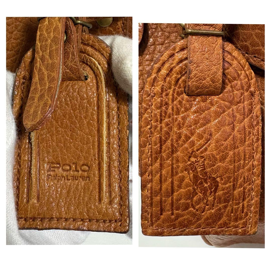 ラルフローレン ハンドバック ブラウン レザー ミニボストンバッグ チャーム付き
