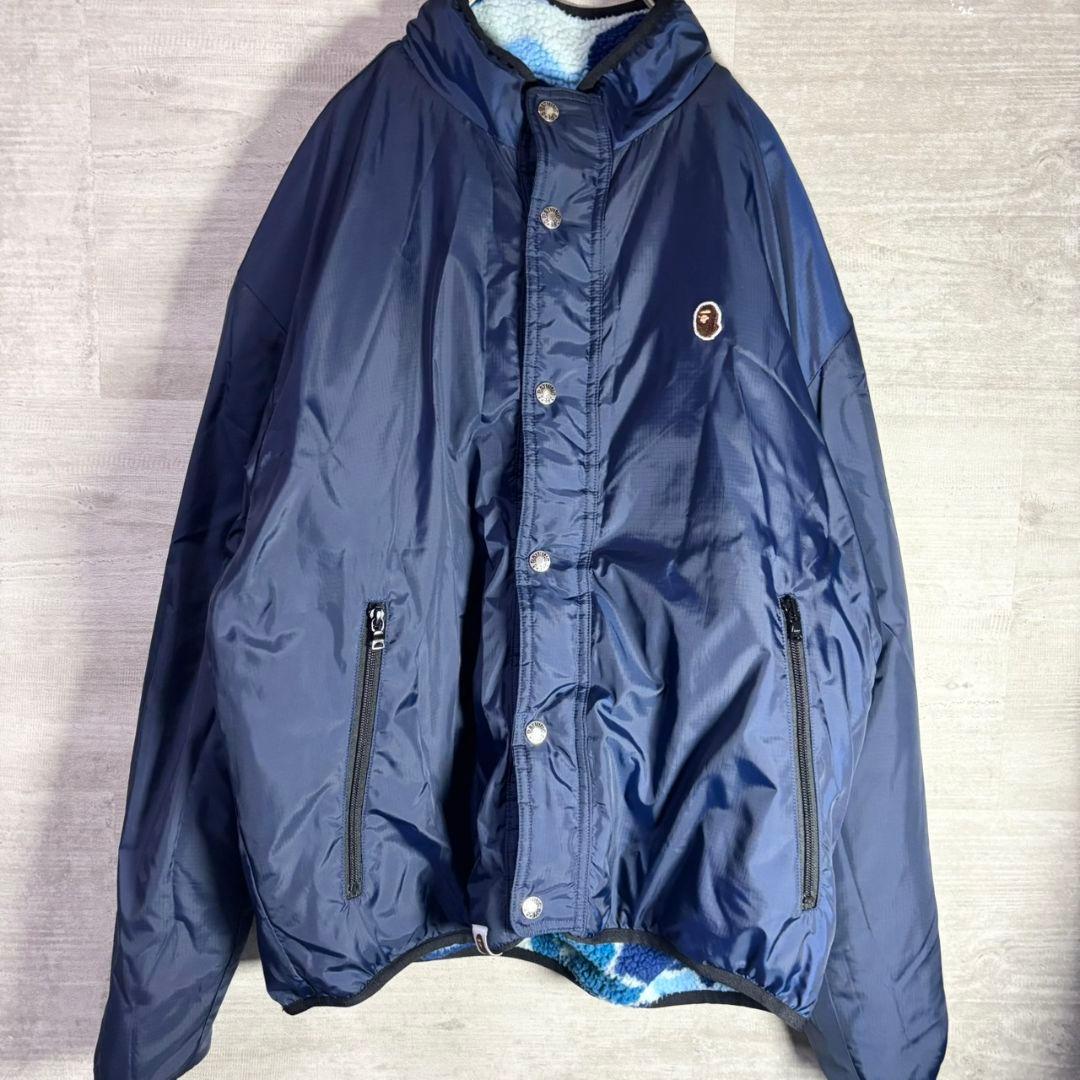 BAPE ボア　フリースジャケット　リバーシブル　青